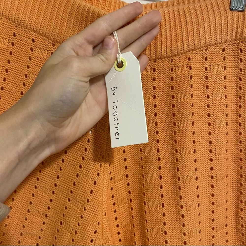 NWT By Together Anthropologie Orange Knit Flare Pants size Medium - Picture 7 of 9